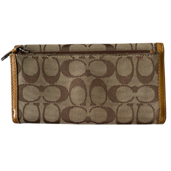 Authentic y2k Vintage Coach Monogram Logo Buckle Wallet Tan Beige Patent trim - Picture 3 of 8